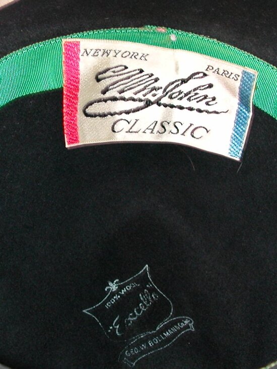 Vintage 1960\'s Mr. John Classic Women\'s Black Wool Wide Brim Hat with Fur Trim main image 7